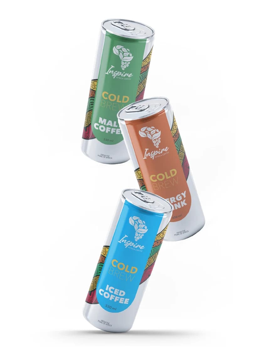 Three IAC Cold Brew cans, Malt Coffee, Energy Drink and Iced Coffee, 330ml each.